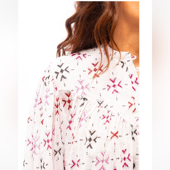 NWOT Isabel Marant Etoile pink white print blouse - Picture 3 of 9